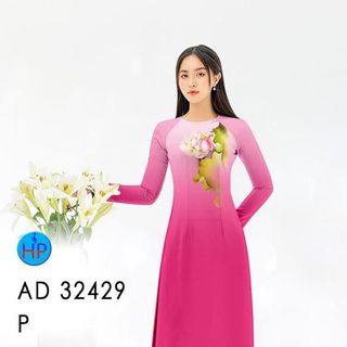 Áo dài 3d họa tiết hoa sen 32429