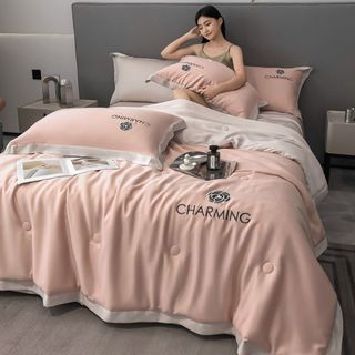 Bộ Chăn Ga Gối Mền chần Bông Phi Lụa