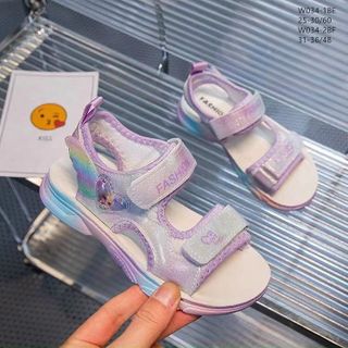 Sandal trẻ em quai dán họa tiết elsa w034