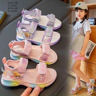 Sandal trẻ em quai dán họa tiết cô gái w034 giá sỉ