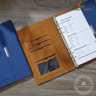 Sổ Tay Da Bìa Còng in khắc logo theo yêu cầu