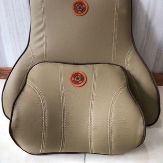 Combo Gối tựa đầu và dựa lưng ô tô, gối cổ xe hơi BẰNG DA