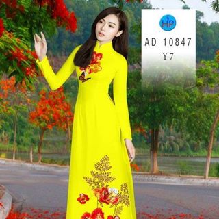 ÁO DÀI 3D HỌA TIẾT HOA PHƯỢNG 10847
