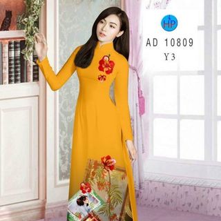 ÁO DÀI 3D HỌA TIẾT HOA PHƯỢNG 10809