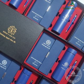 Bộ Đồ Dùng Văn Phòng Phẩm Sổ Tay + Bình Giữ Nhiệt+ Bút Ký+ Hộp Âm Dương khắc logo theo yêu cầu