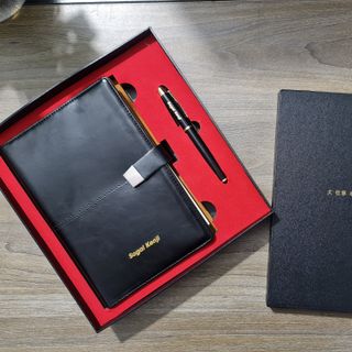 Bộ Đồ Dùng Văn Phòng Phẩm Sổ Tay + Bình Giữ Nhiệt+ Bút Ký+ Hộp Âm Dương khắc logo theo yêu cầu