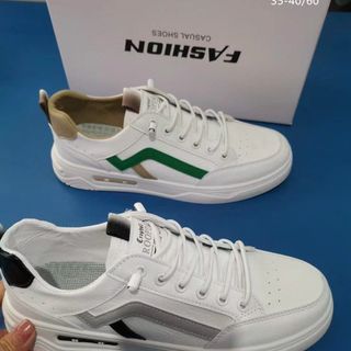 Giày thể thao nữ màu trắng viền gót màu đẹp V37