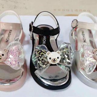Sandal trẻ em kiểu dáng công chúa đính nơ lấp lánh F013