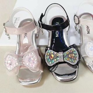 Sandal trẻ em kiểu dáng công chúa đính nơ lấp lánh F013