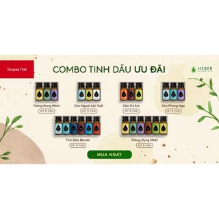 (92 loại) Tinh Dầu Thơm Phòng Heber Natural Life 10ml, Cao Cấp Nhập Khẩu, Thiên Nhiên Nguyên Chất, Kiểm Nghiệm Quatest 3
