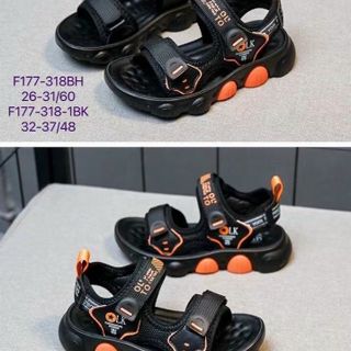 Sandal trẻ em quai ngang dán màu đen viền màu đẹp F177