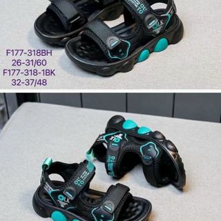 Sandal trẻ em quai ngang dán màu đen viền màu đẹp F177 giá sỉ