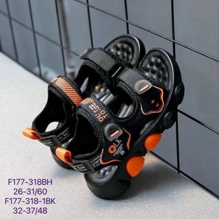 Sandal trẻ em quai ngang dán màu đen viền màu đẹp F177