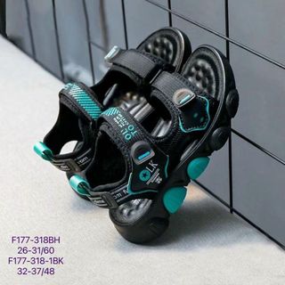 Sandal trẻ em quai ngang dán màu đen viền màu đẹp F177
