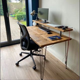 Bàn làm việc gỗ tự nhiên - Bàn làm việc chân sắt 100% gỗ thông - Bàn Vintage siêu Chill  - Nhỏ Decor