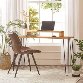 Bàn làm việc gỗ tự nhiên - Bàn làm việc chân sắt 100% gỗ thông - Bàn Vintage siêu Chill  - Nhỏ Decor