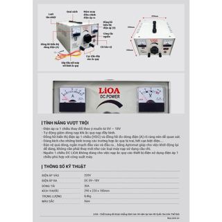 [CHÍNH HÃNG]Máy Nạp Ắc Quy 6V-12V-18V (Nguồn 1 Chiều DC) Lioa BC1830 (2-18V 30A)