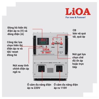 [CHÍNH HÃNG]Ổn Áp Lioa 1 Pha 5000VA Dải Điện 150-250...90-250...50-250