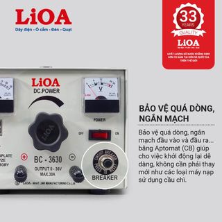 [CHÍNH HÃNG]Máy Nạp Ắc Quy 6V-12V-18V-24v-36V (Nguồn 1 Chiều DC) Lioa BC3630 (2-36V 30A)
