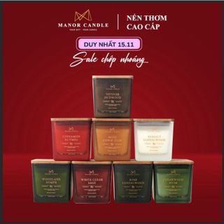 [8 mùi - 250g] Nến thơm MANOR CANDLE 1 bấc sáp cọ Hương Nước Hoa