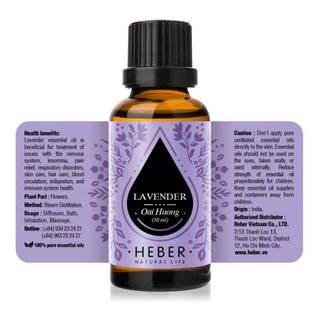 Tinh Dầu Oải Hương Lavender Heber Natural Life, Cao Cấp Nhập Khẩu, Thiên Nhiên Nguyên Chất, Chai 10ml/30ml/50ml