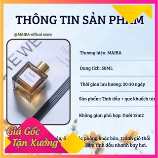 Tinh dầu thơm phòng thiên nhiên MAIBA hộp vàng sang trọng kèm que gỗ tự khuếch tán 50ml