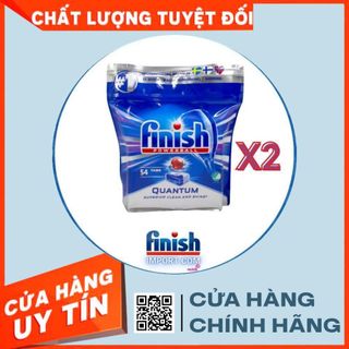 COMBO 2 Túi 54 viên rửa chén Finish Quantum (Loại viên lớn 14x tính năng trong 1 viên công thức mới - Nguyên Bản)