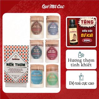 Nến thơm phòng cao cấp, thư giãn, trang trí 🕯Nến thơm đẹp tinh dầu thiên nhiên xuất khẩu bấc gỗ QUÊ MỘT CỤC 200g