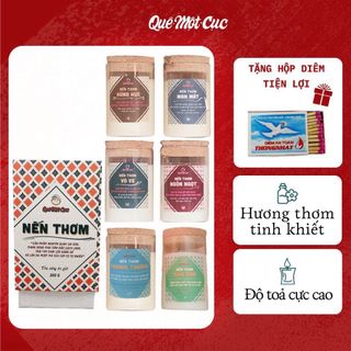 Nến thơm phòng cao cấp, thư giãn, trang trí 🕯Nến thơm đẹp tinh dầu thiên nhiên xuất khẩu bấc gỗ QUÊ MỘT CỤC 200g