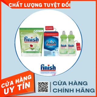 COMBO 4 món Finish Túi 70 viên rửa chén All in 1 Max + 2 Chai 400ml Finish (0%) + Hộp 1,5Kg muối Finish dành cho máy