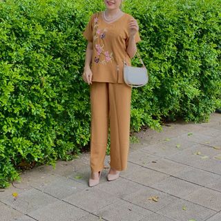 Bộ đũi thêu hoa đào sang trọng có Size đại