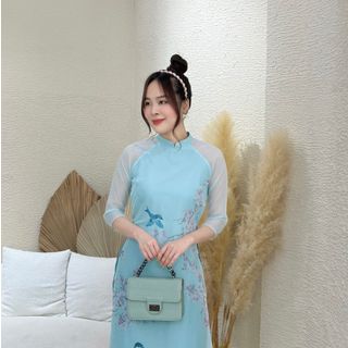Set bộ áo dài cách tân 4 tà+ quần lưng thun phía sau,  có dây kéo - GR0246