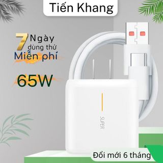 Bộ sạc nhanh OPPO SUPER VOOC, Củ sạc 65w và cáp sạc nhanh OPPO đầu USB to Type C
