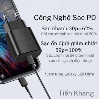 Bộ sạc nhanh SAMSUNG 25W cho NOTE 20 Ultra S20, Củ sạc SAMSUNG Type C chuẩn PD