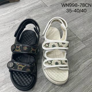Dép nữ đế bánh mỳ quai ngang đính nút đẹp có quai hậu WN998