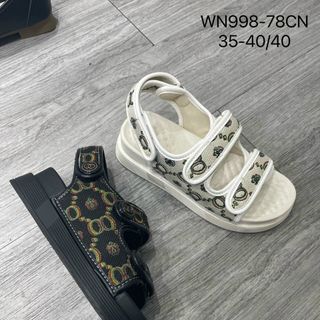 Dép nữ đế bánh mỳ quai ngang đính nút đẹp có quai hậu WN998