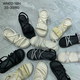 Dép sandal nữ đế cao su quai chéo đan xen WN02