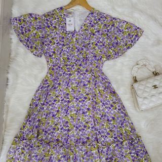 Đầm xòe xếp ly ngực, tay bèo - GR0237