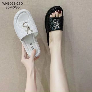 Dép nữ quai ngang phối khóa chữ đế bánh mì MN8023