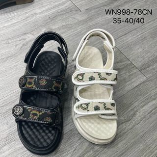 Dép nữ đế bánh mỳ quai ngang đính nút đẹp WN998
