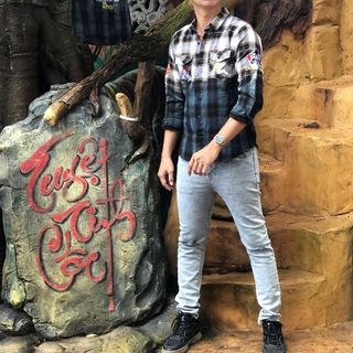 Áo sơ mi evisu thêu lưng Địa to thêu TAY- TÚI - LƯNG