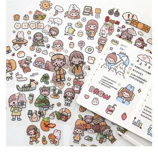 Quà tặng - Hộp 100 tấm sticker bóc dán mẫu Happy Day hàng đẹp. Kho Sỉ House Ware NP