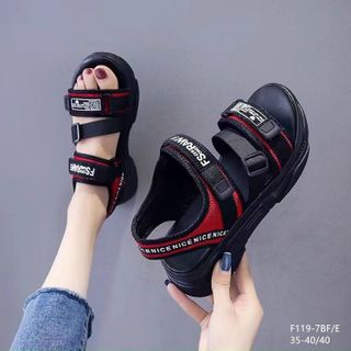 Sandal nữ quai ngang chéo đế bánh mì cao F119