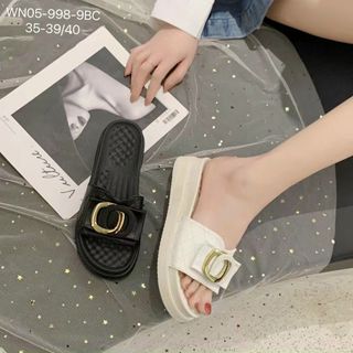 Dép nữ đế bánh mỳ da mền phối vòng kim loại đẹp WN05
