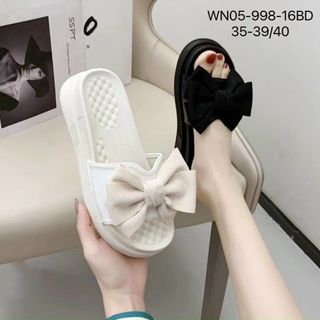 Dép nữ đế bánh mì quai ngang đính nơ WN05