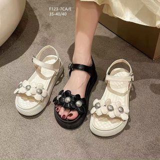 Sandal nữ đế bánh mỳ đính hoa xinh xắn F123 giá sỉ