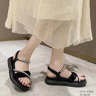 Sandal nữquai chéo bèo nhún đính ngọc đẹp F123