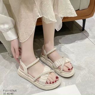 Sandal nữquai chéo bèo nhún đính ngọc đẹp F123