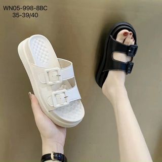 Dép nữ đế bánh mì 2 quai ngang khóa vuông WN05