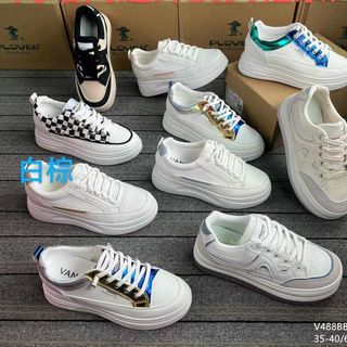 Giày thể thao nữ chất mềm màu trắng viền gót đẹp V488